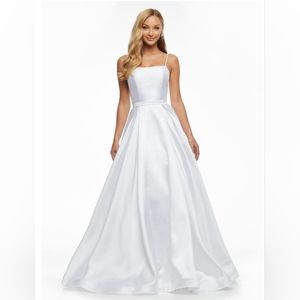 ASHLEYlauren 11095 white mikado ball gown  Ashley Lauren, Pageant
